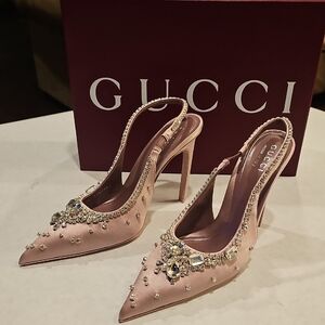 Gucci Pink Crystal Embellished Heels